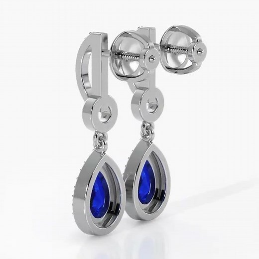 Pear Drop Dangle Diamond and Gemstone Earrings