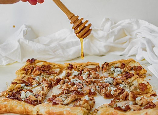 Puff Pastry Tart Recipe with Pear and Caramelized Onion, and Blue Cheese | Chenée Today