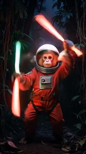 SPACE MONKEY FINDS GLOW STICKS🤣 #foryou #viral #trending #animation #shorts #monkey #memes #yinyang