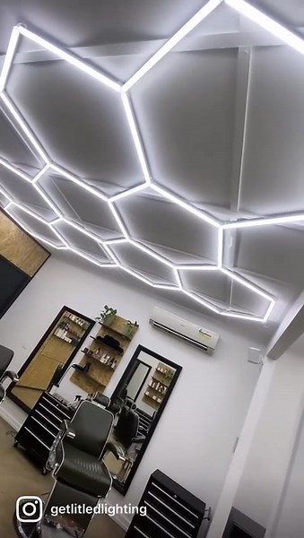 Hexagon LED Lights Installation in a Barber Shop