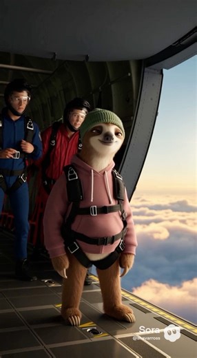 Calm Sloth Jumps Out of a Plane | Panic Hits Late | Slo-Mo Sloth™