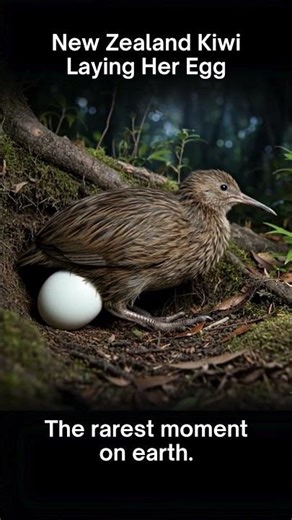 Rare Moment: Kiwi Lays Giant Egg In Burrow #wildlife #animals