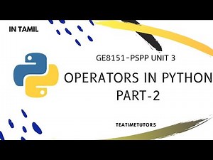 Membership operators | Identity operators | Bitwise operators | Operators in Python | in Tamil