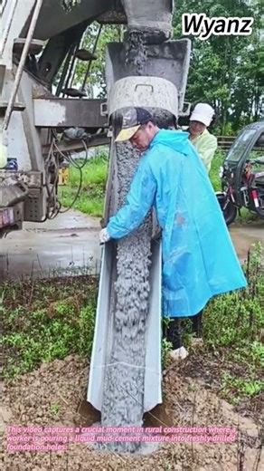 Satisfying Construction Work Pouring Cement Foundation ↓🌾