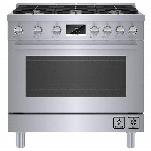 Reviews for Bosch 800 Series 36 in. 3.7 cu. ft. Industrial Style Dual Fuel Range with 6-Burners in Stainless Steel | Pg 1 - The Home Depot