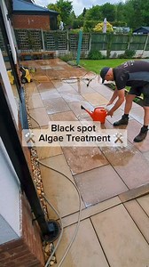 Polished sandstone refurb ⚒️🔥⚒️ Part 2 - Cleaning 🙌 #cleaning #videos #landscaping #algae #patio #work #polished #sandstone #treated #ideas #howto #tips #fypシ | LNC Landscapes and Paving