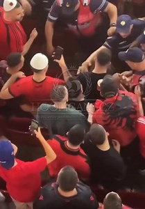 07.06.2025, Albania🇦🇱 - Serbia🇷🇸, The Albanian state gave an order for all symbols that contain provocations against the Serbian state. Arrested guy on video is an Albanian from Kosovo. Last night was full fight with polices for flags and tshirts, click for more here: https://hooligans.cz/2025/06/07/albania-serbia-07-06-2025/ | Hooligans.cz
