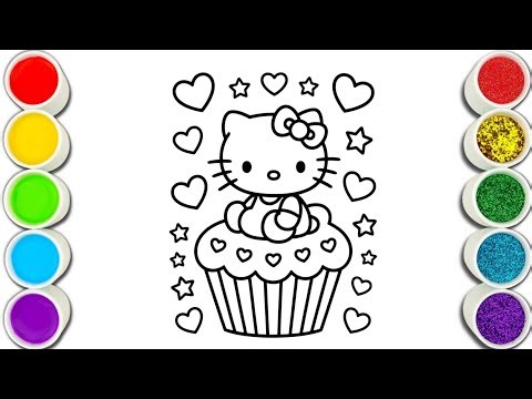 Cute Hello Kitty Cupcake Coloring Page | Easy Drawing Tutorial