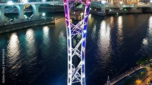 London Eye Illuminated at Night with Dynamic LED Lights Stock Video