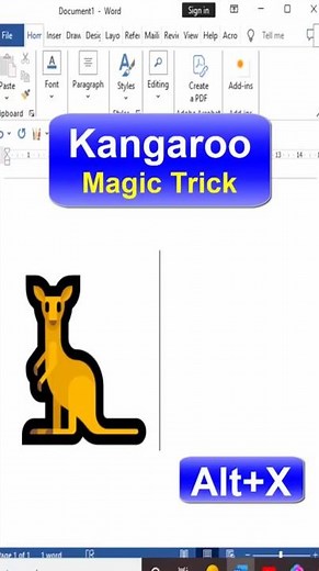 Kangaroo magic trick in ms word,#kangaroo #australiakangaroo #magictrickshorts #mswordmagictrick