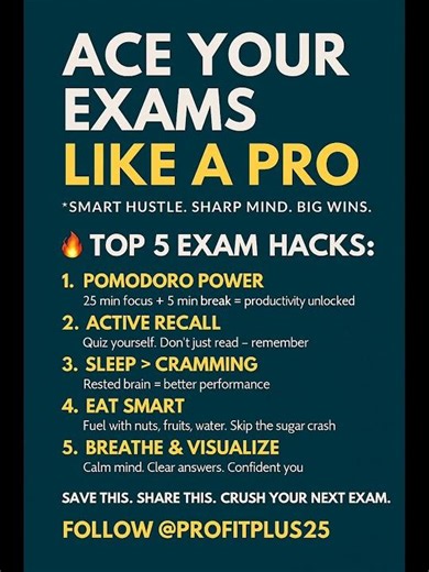 🎓 Ace Your Exams Like a Pro📚 Smart Hustle.Sharp Mind. Big Wins. Follow @ProfitPlus25 for more wisdom
