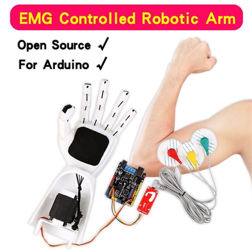 EMG Controlled Robotic Arm For Arduino EMG Sensor Diy Kit School Science STEM Education Physics Teaching - AliExpress 21