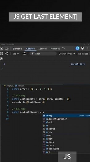 JavaScript Last Element in Array #coding #js #javascript #frontend #webdevelopment #webprogramming
