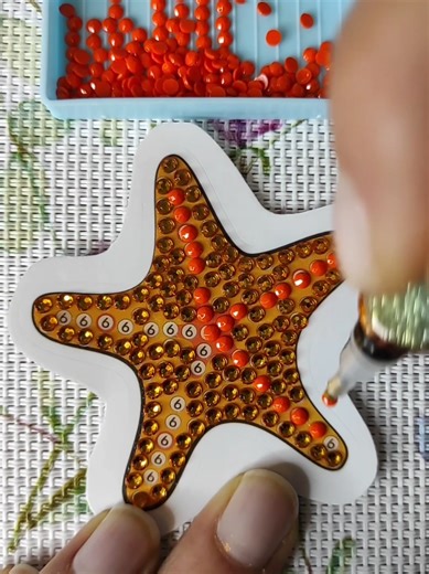 ASMR Diamond Painting: Orange Starfish Creation