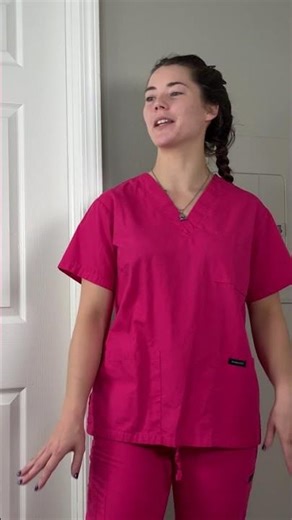 Trying on my hot pink scrubs