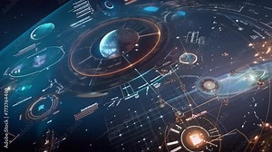 Explore an interactive map animation showcasing a futuristic space station with advanced technology and architecture.