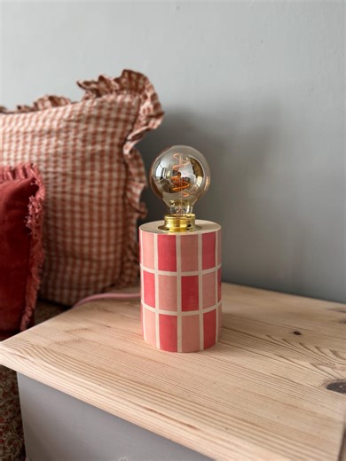 Handmade Lamp- Ceramic Stoneware, Pink Glaze, Table Lamp, Bedside Lamp, Edison Lamp, UK Plug - Etsy