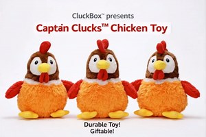 Captain Clucks Chicken Dog (Large) Toy – 2 Hidden Squeakers in Head & Belly + Crinkle, Soft Durable Chicken Dog Toy for Chewers, Fetch, Tug – Squeaky Toy for Small, Medium & Large Dogs