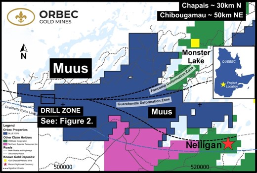 Mines D'Or Orbec Announces First Batch of Assay Results from Summer 2025 Drill Campaign at Lac Bernard Sud Shows Promising Gold-Bearing Mineralization with Geologic Similarities to Adjacent Large Nelligan Discovery