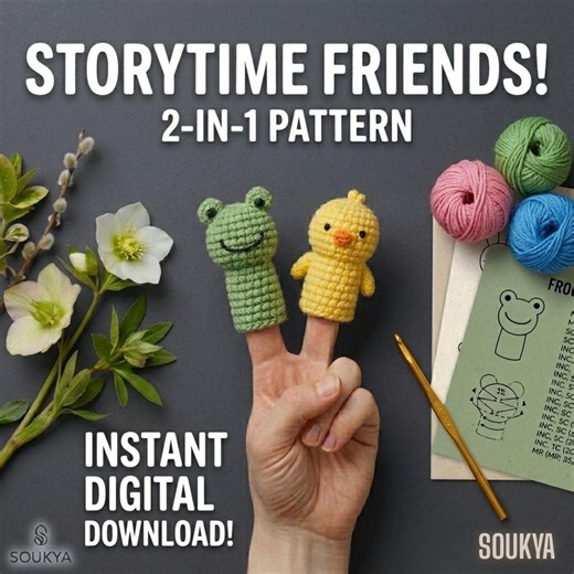 Storytime Finger Puppets Crochet Pattern, 2-in-1 Frog and Chick Amigurumi, No-sew Educational Toy, Easy Digital PDF Download, Nursery Decor - Etsy