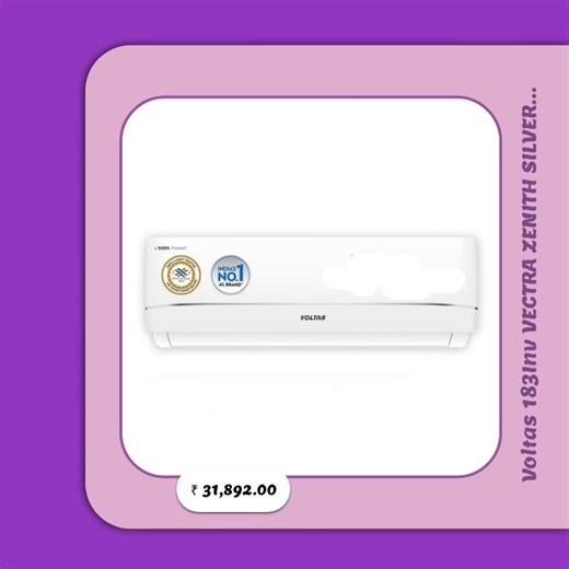 Experience the bliss of perfect cooling! ❄️✨ Introducing the Voltas 183Inv VECTRA ZENITH SILVER 1.5 Ton 3 Star Inverter Split AC! Enjoy five adjustable modes, copper coil durability, and an anti-dust filter that keeps the air fresh, all while mastering high ambient cooling. 🏡👌 Transform your home into a serene oasis that welcomes you after a long day, all for just ₹31,892.00! 💖 Why settle for anything less? Go on and indulge! 😉 #VoltasAC #HomeCooling #ComfortIsKey #InverterAC #EnergyEfficien