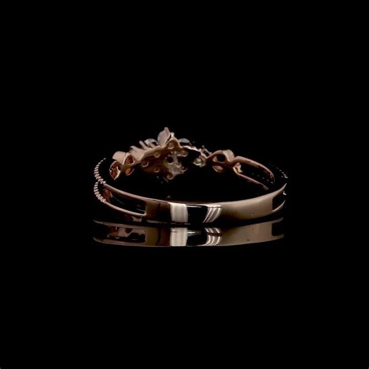 18K Rose Gold Diamond Cluster Ring with Beaded Shank Design #diamond #ring #jewelry #gold