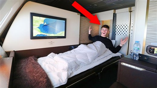 Kid Tries an Overnight First-Class Flight Experience