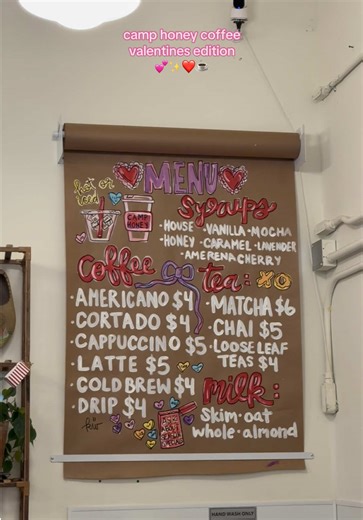 Explore Camp Honey Coffee's Valentine's Menu