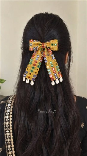 DIY Navratri Hairbow 🎀 Day 1/9 #shorts #handmade