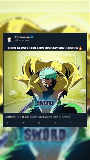 Zoro Always Follow His Captain's Order🔥 #onepiece #zoro