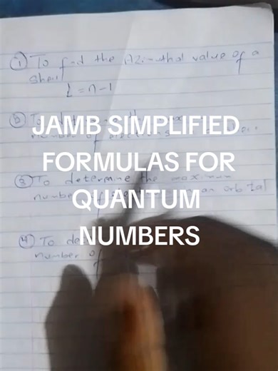 Simplified formulas for solving Quantum numbers #jambchemistry#viral#fypp