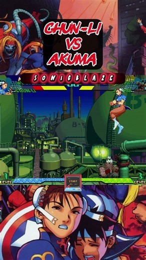 CHUN-LI destroys AKUMA in Marvel Super Heroes vs Street Fighter 💙👿