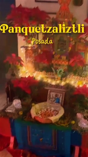 Chicome Itzcuintli Amatlapalli, Mexican Artist on Instagram: "Happy Panquetzaliztli. This posada was in honor of Huitzilopochtli, with an altar for Him, an amaranth figure we “sacrificed” and shared, and the traditional piñata — a celebration of the Sun’s strength and the season that belongs to Him. I shared my yearly posada with my calpulli @tlahuiolin"