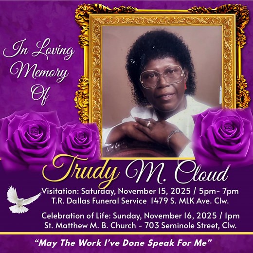 Official Arrangements for the Celebration of Life Service for Sis. Trudy M. Redding-Cloud 🚨Please Share | Bishop Al Baldwin