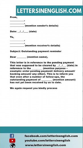 Outstanding Payment Reminder Letter - Letter of Reminder for the Outstanding Payment