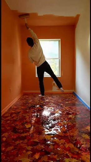 Making an Autumn Room Masterpiece With Just Leaves and Resin #satisfying #diy