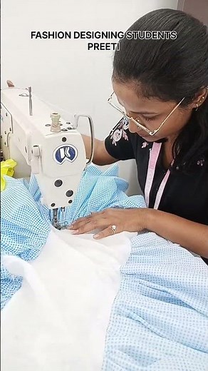 Fashion Designing Student Preeti Stitches Beautiful Blue Layered Pleated Skirt | #fashion #sewing