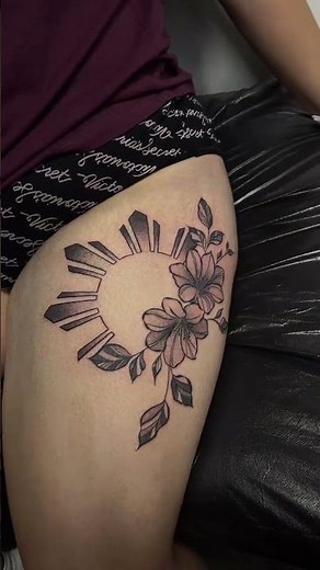 beautiful first tattoo for my beautiful client! client requested sampaguita flowers + filipino sun