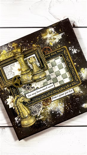 Mixed media day! ♟️🤍 When I want to take a break of creating art journal pages I go for some mixed media projects. 🥰 I was organizing a few of my molds and I found so many that I didn’t have the opportunity to use yet. One of them is this chess pieces one. It is so cool! 📌Products List -Stamperia Allegro Ink (Black) -Stamperia Stencil -Lindy’s magical (Crumpet Crumbs) -Winsor & Newton gold ink -Stamperia Volume Paste -Stampers Anonymous Tim Holtz rubber stamp -Alumilite casting resin -Stamper