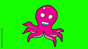 kids drawing green screen with theme of octopus