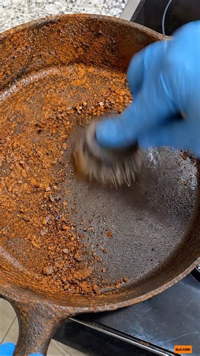 Bringing A Rust Covered Pan Back To Life #RustedCastIronClean