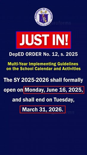 2M views · 8.7K reactions | JUST IN! The SY 2025-2026 shall formally...