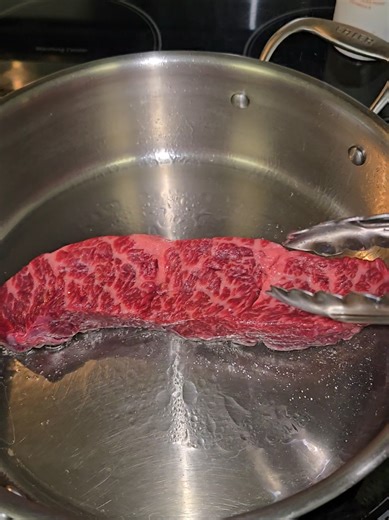 worlds greatest steak dinner in a stainlesssteel pan | steak