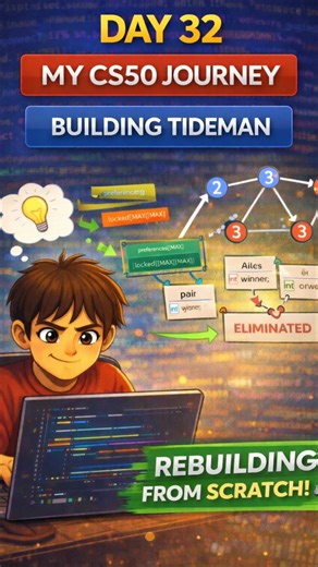 Day 32 of CS50: Day 1 of Building the Tideman Algorithm 🚀 #shorts #youtubeshorts #codechallenge
