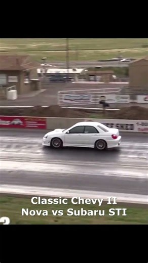 Classic Chevy II Nova vs Subaru STI – Old School vs AWD! #dragracing #carshorts