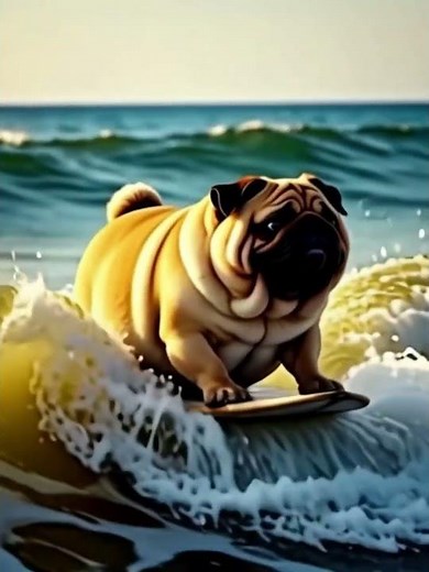 Chubby Pug Surfs Hawaii’s Biggest Waves!