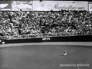 Today In 1956: New York #Yankees legend Mickey Mantle makes a great running catch on Gil Hodges' deep fly ball to help preserve Don Larsen's World Series perfect game vs. the Brooklyn #Dodgers at Yankee Stadium! #MLB #Baseball #History #Postseason | Baseball by BSmile