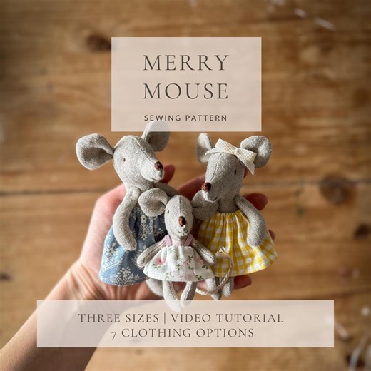 Merry Mouse Sewing Pattern | DIY Mini Soft Toy Fabric Mice & Clothing | 1:12 Scale - Etsy