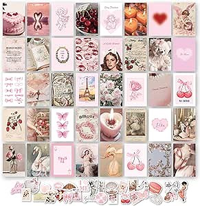 97 Decor Pink Coquette Room Decor Aesthetic - Coquette Wall Decor, Coquette Posters For Room Aesthetic Pink Collage Kit For Teen Girls Dorm Bedroom, Cute Pictures Trendy Art Prints (4x6)