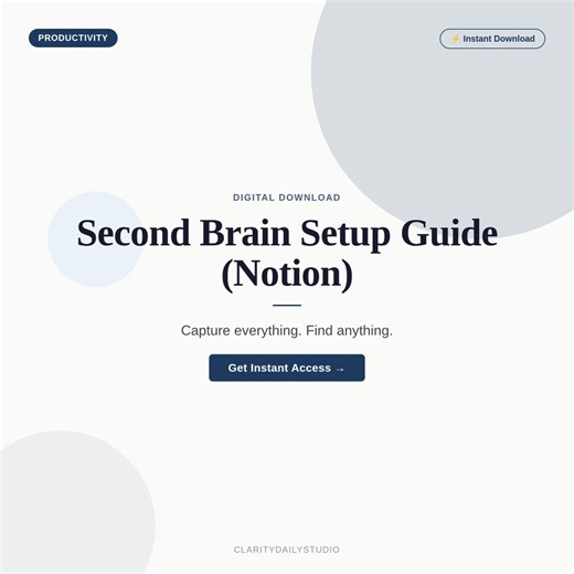 Second Brain Notion Template, Notion Setup Guide PDF, Personal Knowledge Management, PARA Method Notion, Digital Brain Notion Template - Etsy